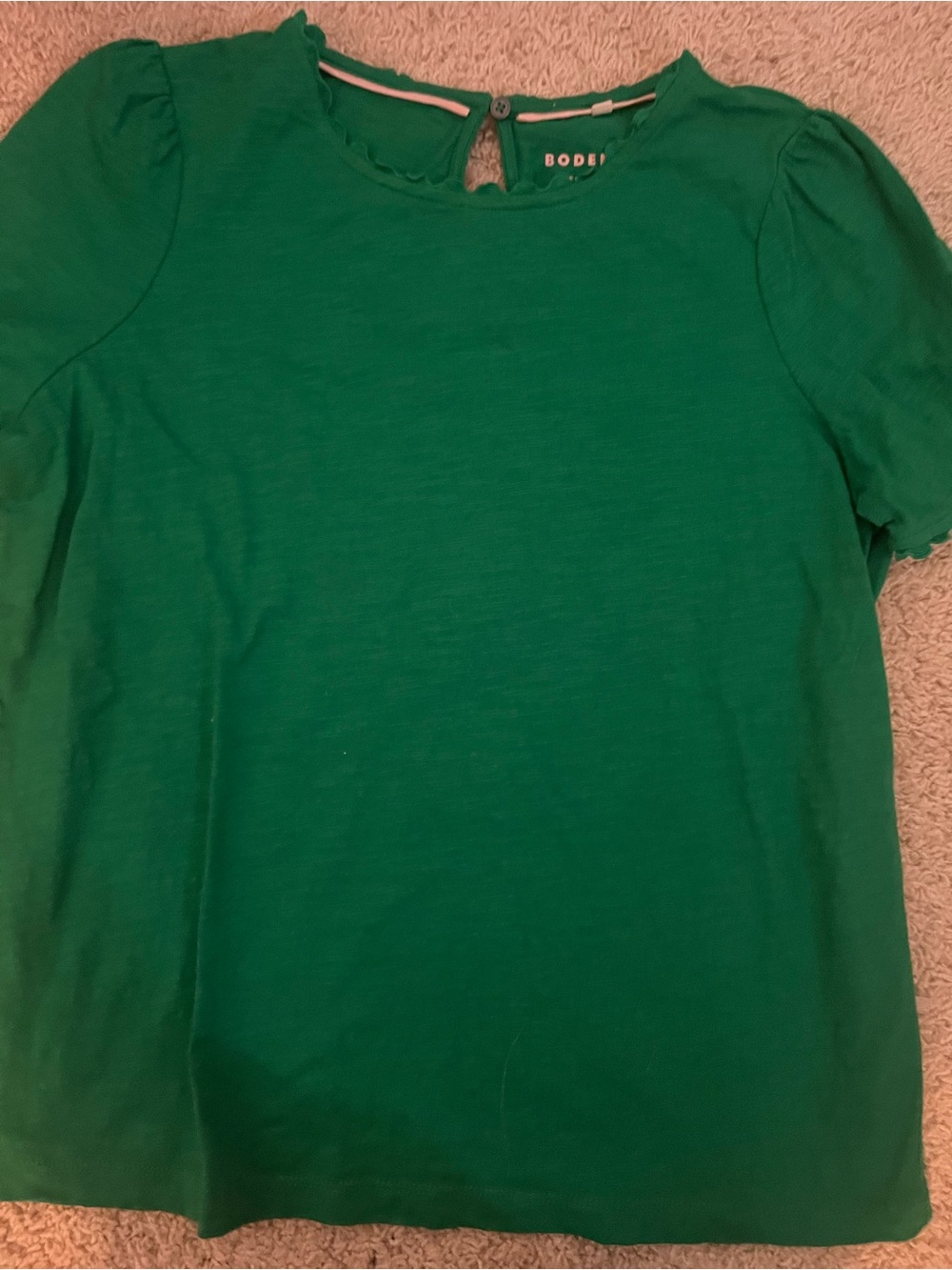 Boden Women’s Green  Short Sleeve Scallop Neck Tee, Size 8